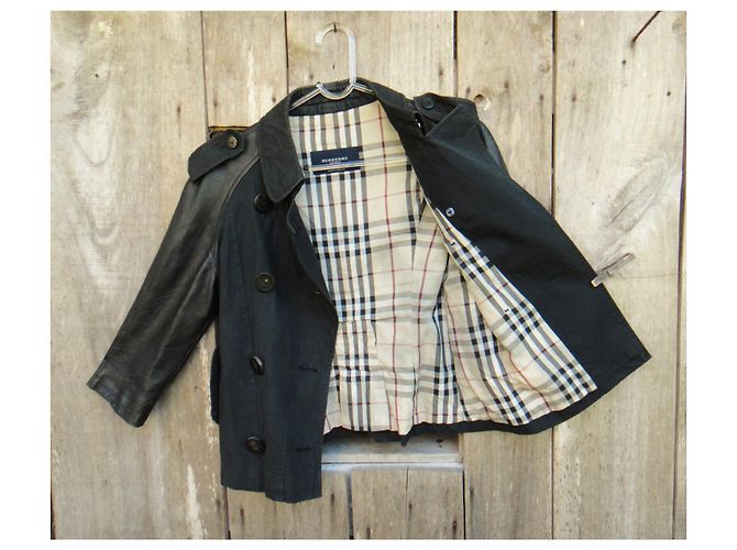 Größe einer Burberry Canvas- und Lederjacke 34 Schwarz - Ansicht 3