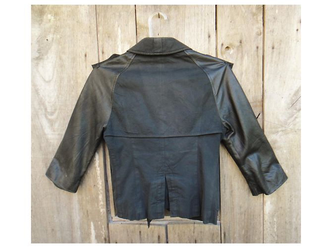Größe einer Burberry Canvas- und Lederjacke 34 Schwarz - Ansicht 4