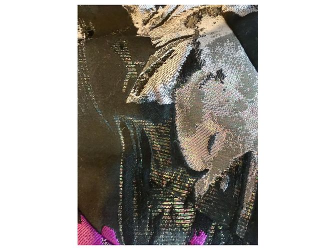 Hugo Boss Boss mittellanges Kleid mit Metallic-Blumenmuster Schwarz Silber Lila Metallisch - Ansicht 11
