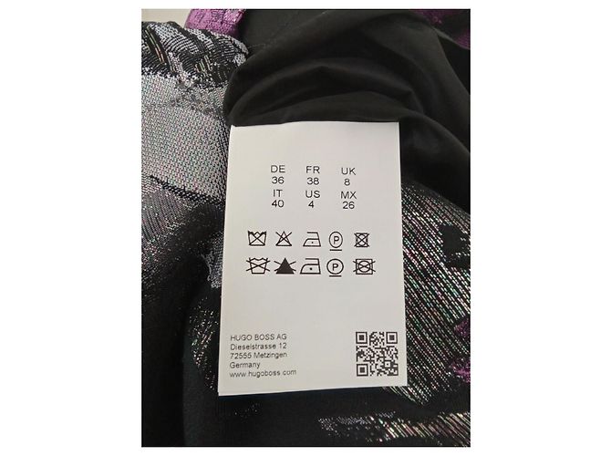Hugo Boss Boss mittellanges Kleid mit Metallic-Blumenmuster Schwarz Silber Lila Metallisch - Ansicht 4