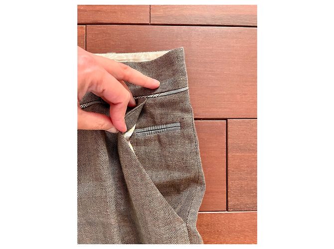 Calça Kenzo de linho espinha de peixe marrom claro Castanho claro - vista 4