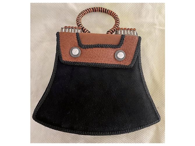 Autre Marque Mini Borsa Mary Frances Flowers Marrone Ecopelle e Ricamo di Perle - vista 2