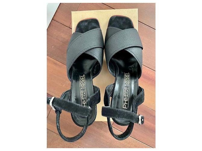 Sandali con zeppa Philippe Model neri e rossi in pelle Nero Rosso - vista 5