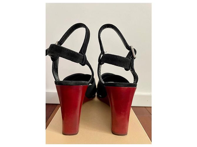 Sandali con zeppa Philippe Model neri e rossi in pelle Nero Rosso - vista 8