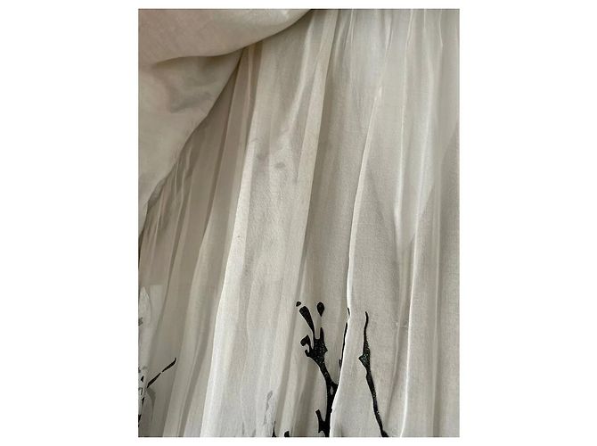Autre Marque Trench 27 Friday em lona bege e chiffon branco - vista 12