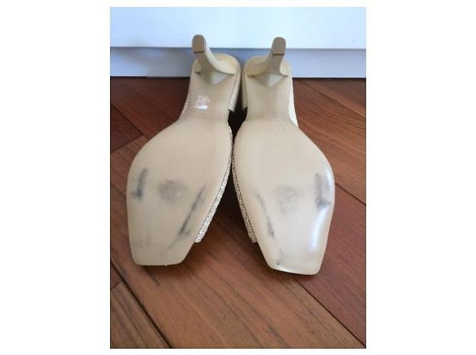 Décolleté aperte Bcbg Max Azria pelle e rafia beige Crema Bianco sporco - vista 5