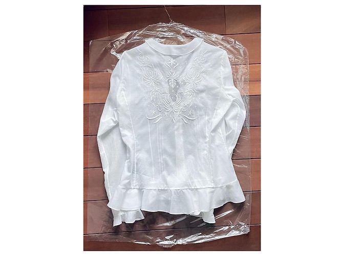 Blusa Ralph Lauren Black Label de gasa de algodón blanca bordada Blanco - vista 11