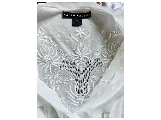 Blusa Ralph Lauren Black Label de gasa de algodón blanca bordada Blanco - vista 6