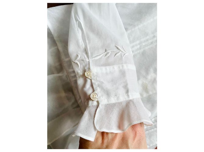 Blusa Ralph Lauren Black Label de gasa de algodón blanca bordada Blanco - vista 8