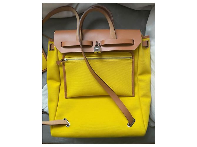 Hermès Zaino Hermes Herbag Giallo - vista 3