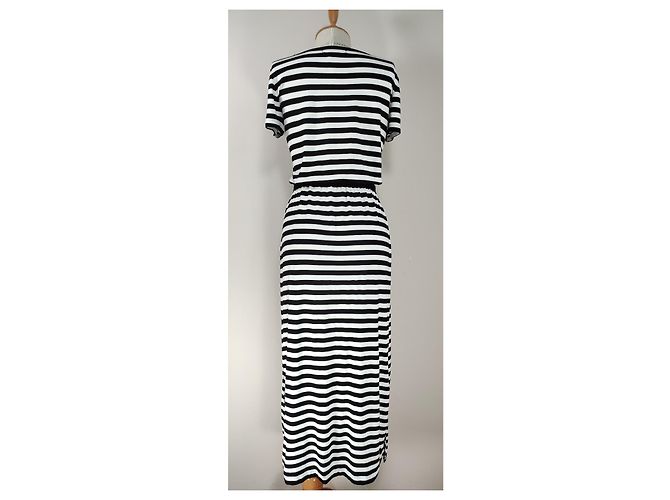 Michael Kors Maxikleid Schwarz Weiß Gestreift - Ansicht 3