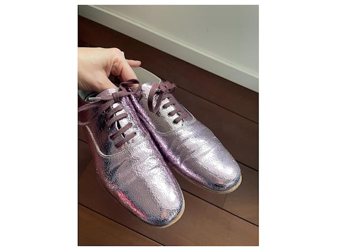 Derby Heschung in vernice rosa Metallico - vista 3