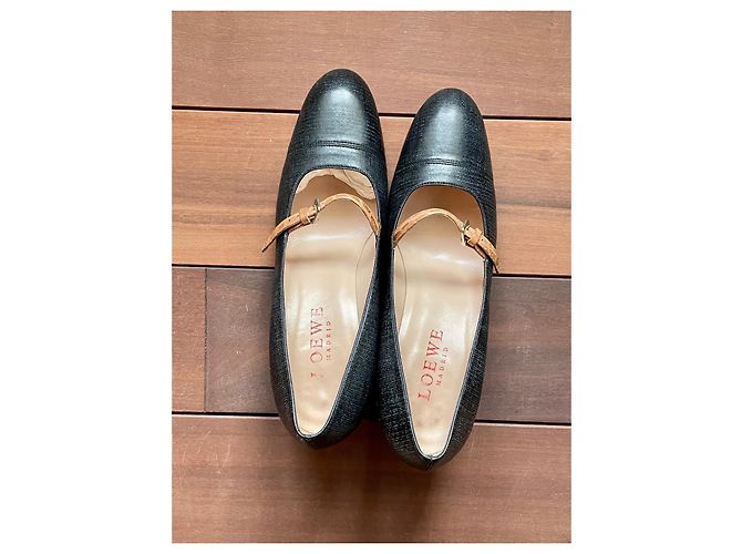 Loewe Pumps aus grauem Leder mit Holzabsatz Beige Anthrazitgrau - Ansicht 3