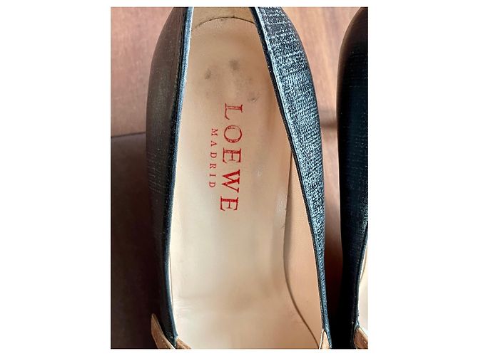 Loewe Pumps aus grauem Leder mit Holzabsatz Beige Anthrazitgrau - Ansicht 4