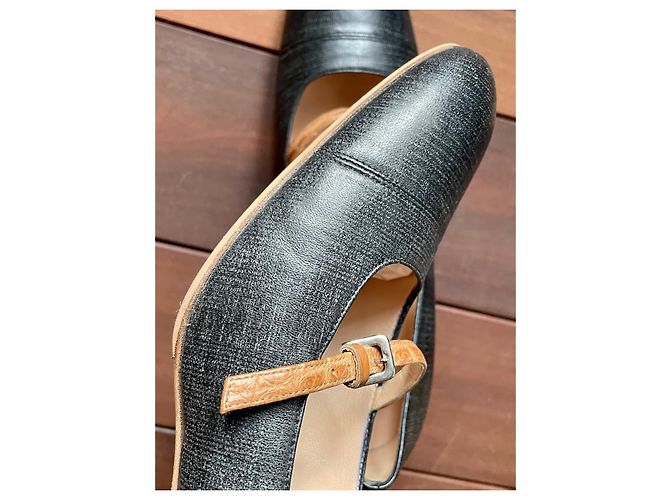 Loewe Pumps aus grauem Leder mit Holzabsatz Beige Anthrazitgrau - Ansicht 6