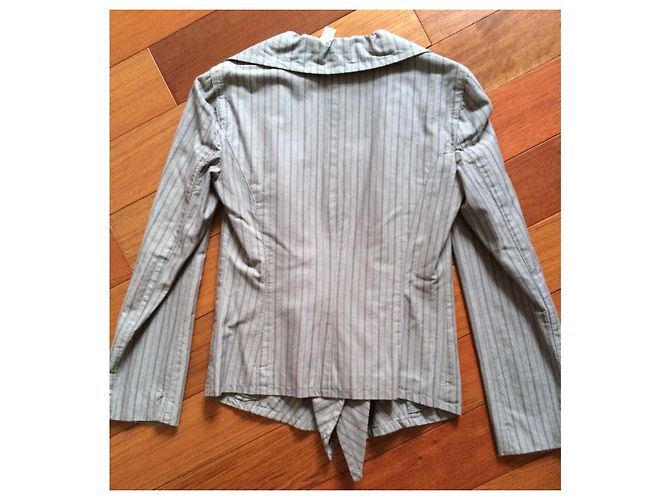 Chaqueta drapeada DKNY Pure de algodón gris - vista 2