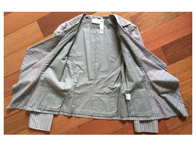 Chaqueta drapeada DKNY Pure de algodón gris - vista 3