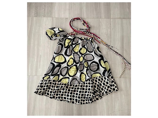 Autre Marque Bustier asimétrico 27 Friday con estampado étnico de seda Negro Blanco Multicolor Amarillo - vista 7