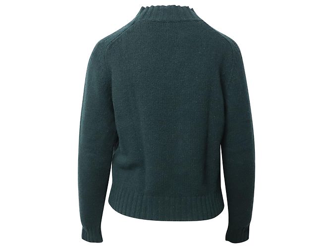 Céline Pull Celine à Col Roulé Tricoté en Laine Bleu Sarcelle Vert - vue 3