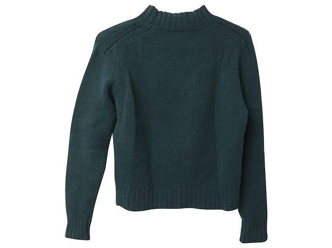 Céline Pull Celine à Col Roulé Tricoté en Laine Bleu Sarcelle Vert - vue 4