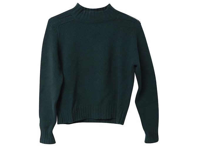 Céline Pull Celine à Col Roulé Tricoté en Laine Bleu Sarcelle Vert - vue 5