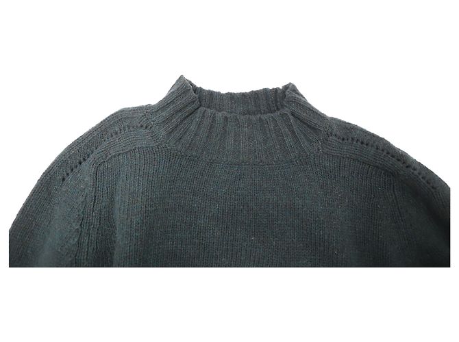 Céline Pull Celine à Col Roulé Tricoté en Laine Bleu Sarcelle Vert - vue 6