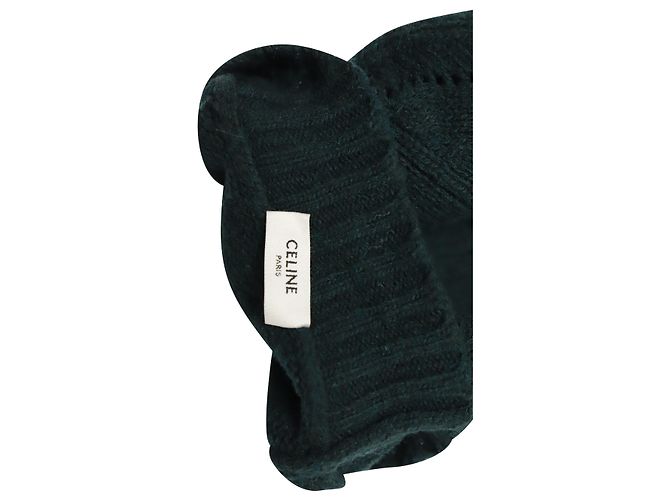 Céline Pull Celine à Col Roulé Tricoté en Laine Bleu Sarcelle Vert - vue 7