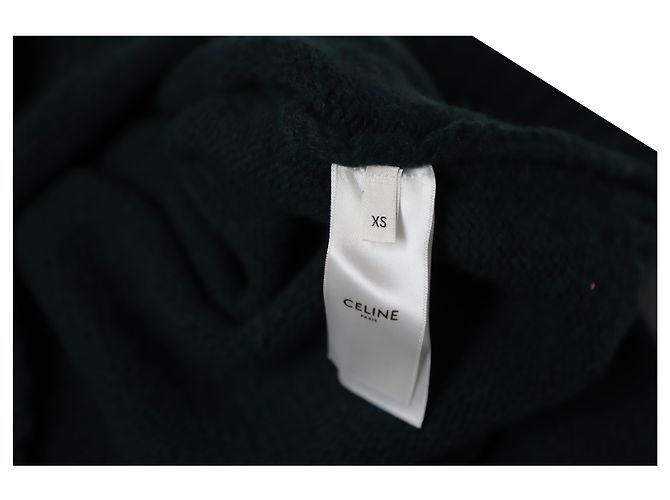 Céline Pull Celine à Col Roulé Tricoté en Laine Bleu Sarcelle Vert - vue 8