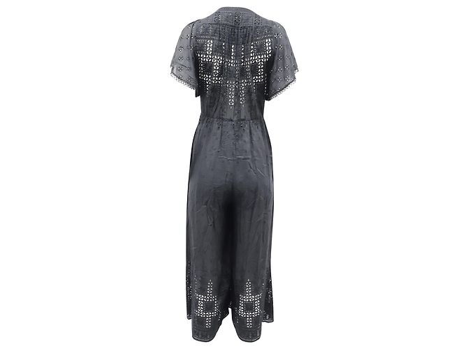 Mono largo con cuello de pico en algodón negro Harlequin Broderie-Anglaise de Zimmermann - vista 2