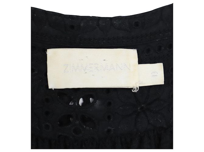 Mono largo con cuello de pico en algodón negro Harlequin Broderie-Anglaise de Zimmermann - vista 3