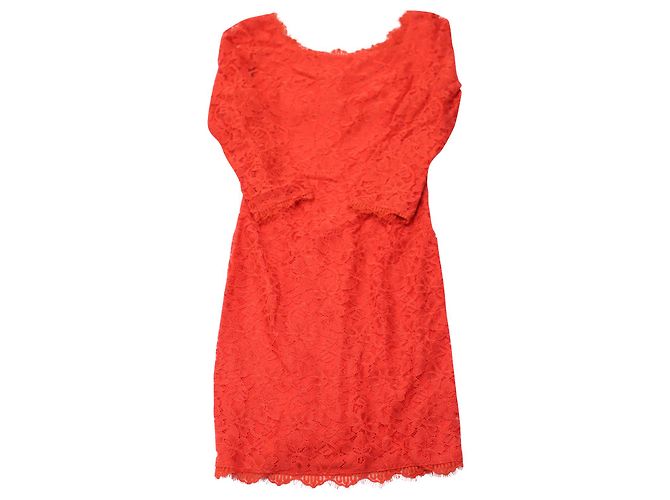 Mini abito Diane Von Furstenberg con zip frontale in poliestere rosso e pizzo - vista 3