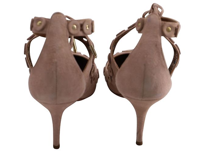 Borchie Aquazzura Theo in camoscio rosa - vista 3