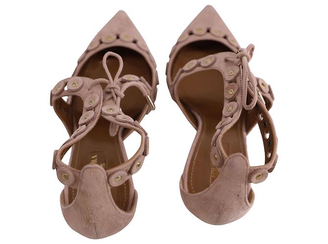 Borchie Aquazzura Theo in camoscio rosa - vista 4