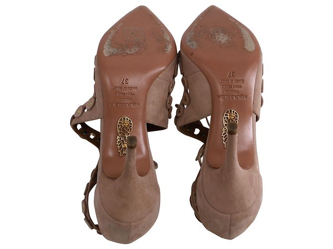 Borchie Aquazzura Theo in camoscio rosa - vista 5