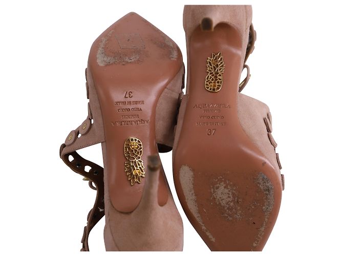 Borchie Aquazzura Theo in camoscio rosa - vista 6