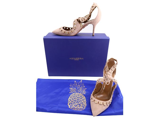 Borchie Aquazzura Theo in camoscio rosa - vista 7