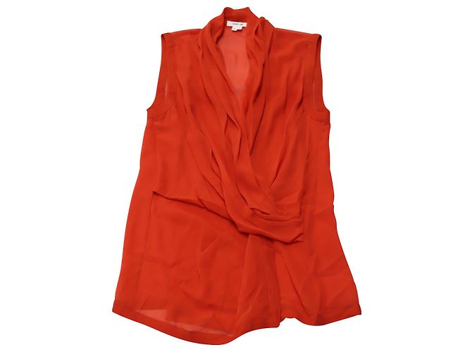 Camicetta a cotta Helmut Lang in seta arancione Rosso - vista 3