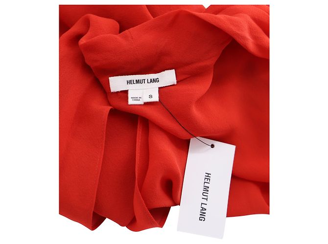 Camicetta a cotta Helmut Lang in seta arancione Rosso - vista 4