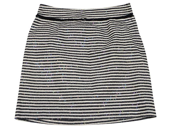 Gonna Kate Spade con paillettes a righe in seta bianca e nera Nero - vista 3