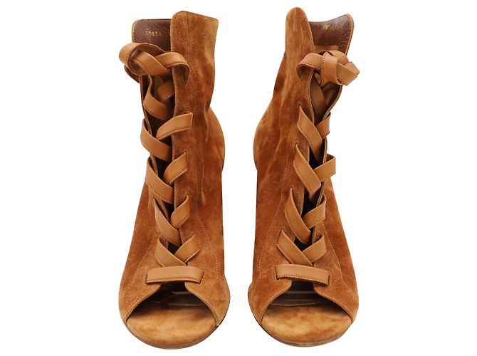 Gianvito Rossi Brooklyn Peep-Toe Stiefeletten aus braunem Wildleder - Ansicht 2