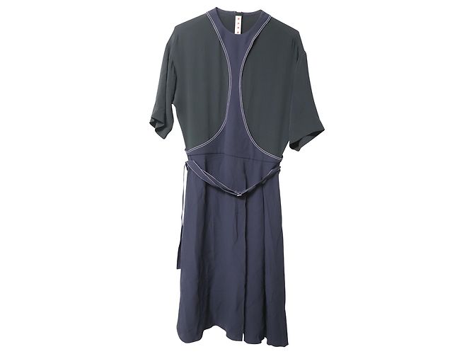 Abito Marni con pannelli in contrasto e cuciture in viscosa multicolor Stampa python - vista 5