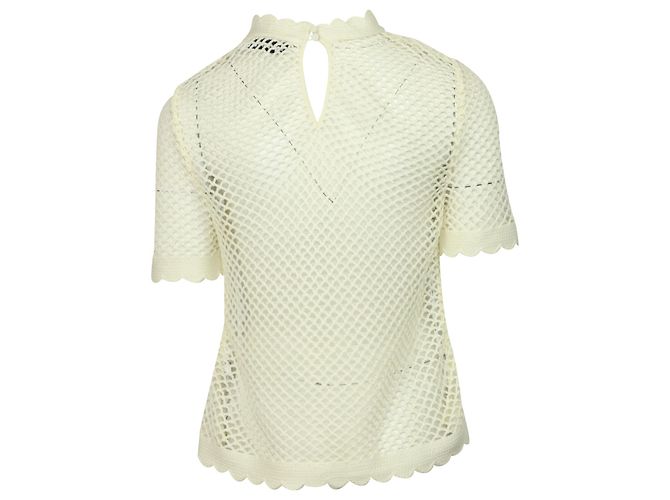 Self portrait Selbstporträt-Häkeloberteil aus cremefarbenem Polyester Weiß Roh - Ansicht 3