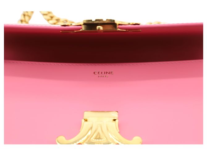 Céline Celine Borsa A Tracolla Catena Triomphe in Pelle di vitello Rosa Pelle - vista 5