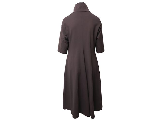 Vestido evasé de cuello alto de Jil Sander en modal marrón Castaño - vista 3