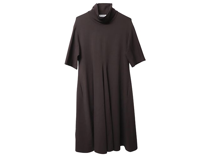 Vestido evasé de cuello alto de Jil Sander en modal marrón Castaño - vista 4