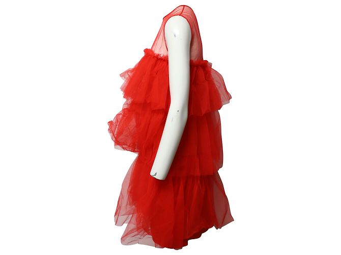 Mulberry Jillian abgestuftes Tüll-Minikleid aus rotem Nylon - Ansicht 2