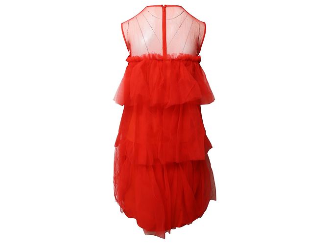 Mulberry Jillian abgestuftes Tüll-Minikleid aus rotem Nylon - Ansicht 3