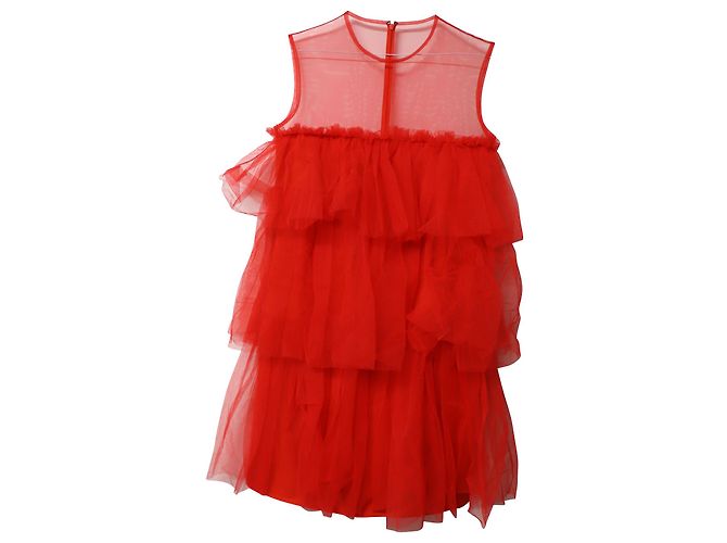 Mulberry Jillian abgestuftes Tüll-Minikleid aus rotem Nylon - Ansicht 4