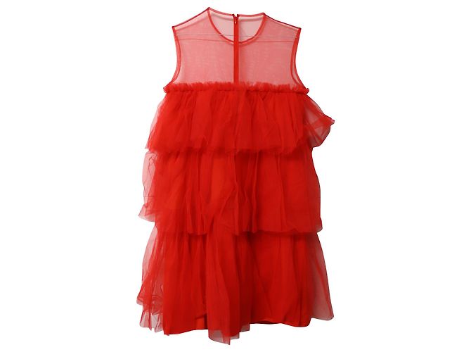 Mulberry Jillian abgestuftes Tüll-Minikleid aus rotem Nylon - Ansicht 5