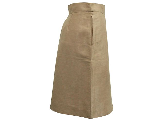 Falda acampanada en seda beige con bolsillos en las costuras de Valentino - vista 2